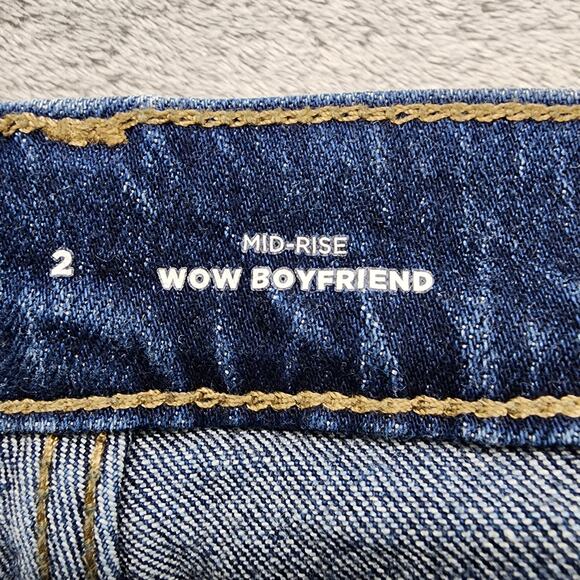 Old Navy Jeans Womens 2 Blue Mid Rise Wow Boyfriend Straight Relaxed Stretch - Picture 6 of 12